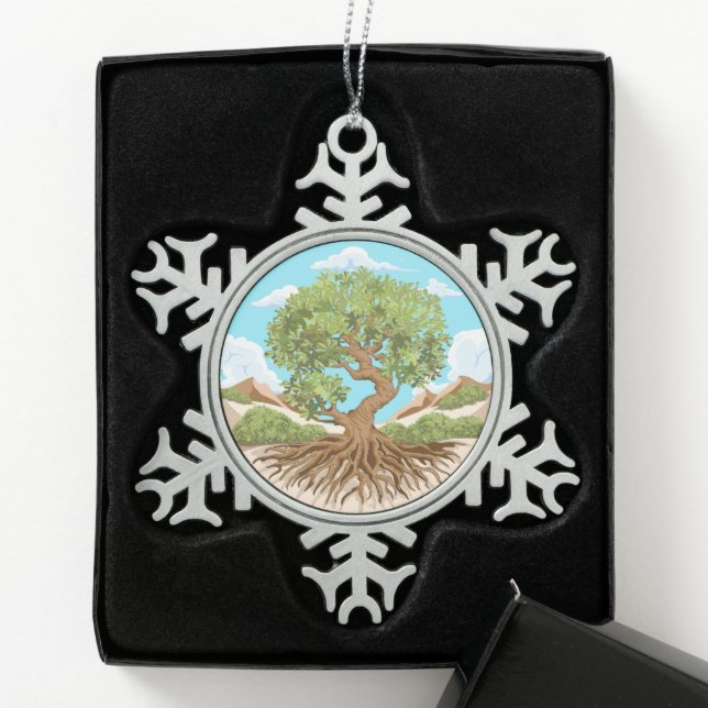 Olive tree Peace symbol in a free Palestine Land Snowflake Pewter Christmas Ornament (Box)