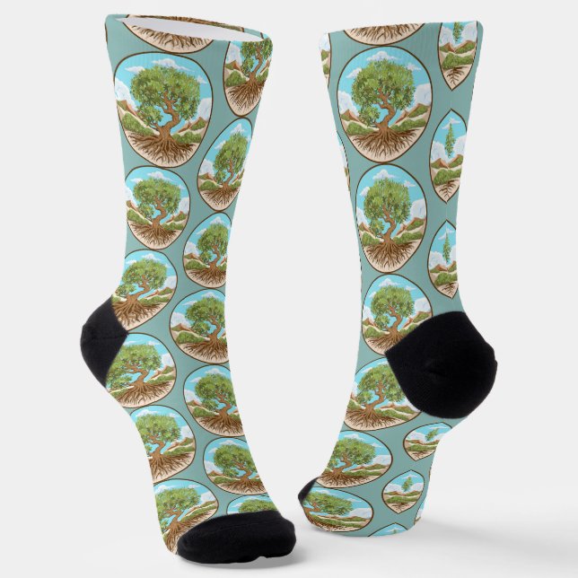 Olive tree Peace symbol in a free Palestine Land Socks (Angled)