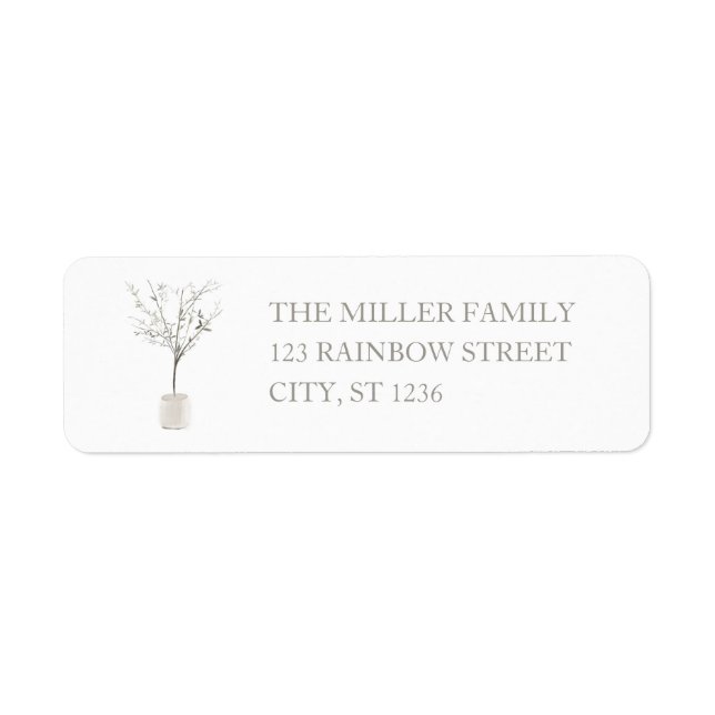 Olive Tree Simple Family Return Address Label (Front)