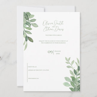 Olive Tree Watercolor Wedding Invitation