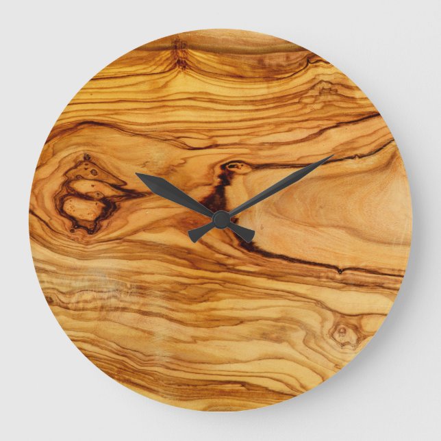 olive tree wood nature plant texture pattern large clock (Front)