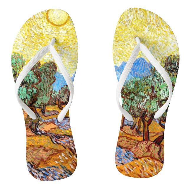 Olive Trees (1889) Van Gogh Landscape Art Unisex Thongs (Footbed)