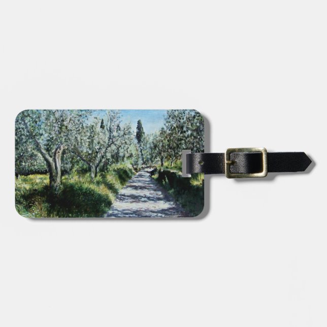 OLIVE TREES IN RIMAGGIO  Parchment Luggage Tag (Front Horizontal)
