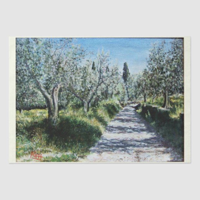 OLIVE TREES IN RIMAGGIO TISSUE PAPER (Front)