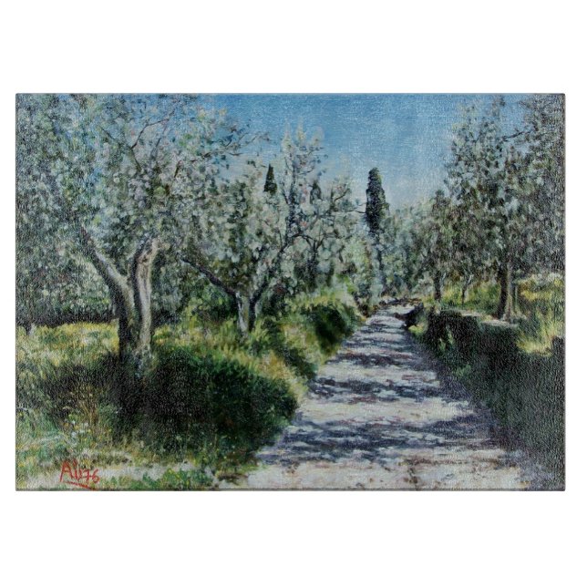 OLIVE TREES IN RIMAGGIO TUSCANY CUTTING BOARD (Front)
