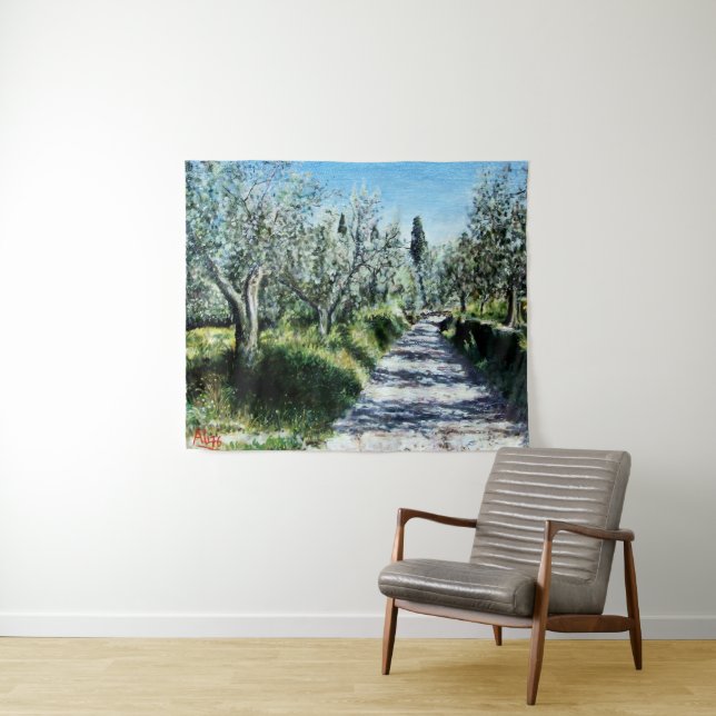 OLIVE TREES IN RIMAGGIO Tuscany Landscape Tapestry (In Situ (Horizontal))
