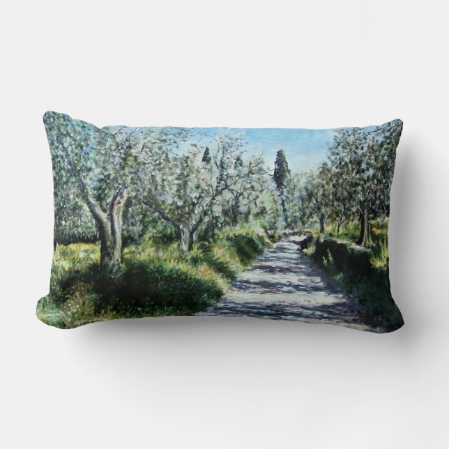 OLIVE TREES IN RIMAGGIO TUSCANY LUMBAR CUSHION (Front)