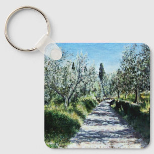 OLIVE TREES IN TUSCANY LANDSCAPE KEY RING