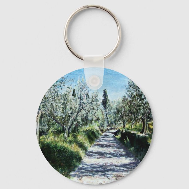 OLIVE TREES IN TUSCANY LANDSCAPE KEY RING (Front)