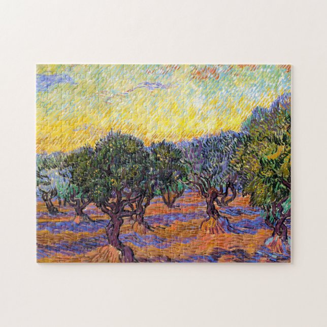 Olive Trees, Orange Sky  Van Gogh Vincent Jigsaw Puzzle (Horizontal)
