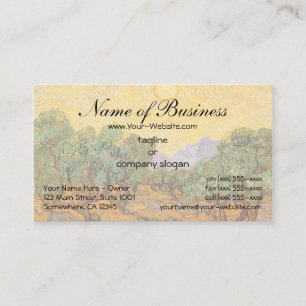 Olive Trees w Yellow Sky, Sun by Vincent van Gogh Business Card