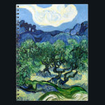 Olive Trees with Alpilles (1889) Van Gogh spiral Notebook<br><div class="desc">The magnificent "Olive Trees with Alpilles" (1889) landscape art writing paper notebook by Vincent Van Gogh is embellished with the master Impressionist's ethereal Post-Impressionist painting of an olive tree woodland. This elegant Impressionism landscape art notebook radiates elegance and timeless beauty. A hot June day in southern France is seen in...</div>