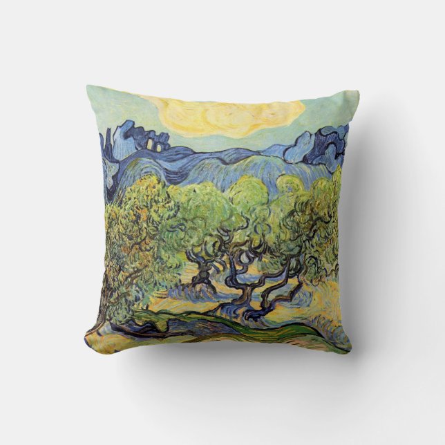 Olive Trees with Alpilles by Vincent van Gogh Cushion (Front)
