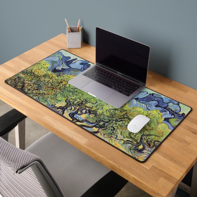 Olive Trees with Alpilles by Vincent van Gogh Desk Mat (Office 2)