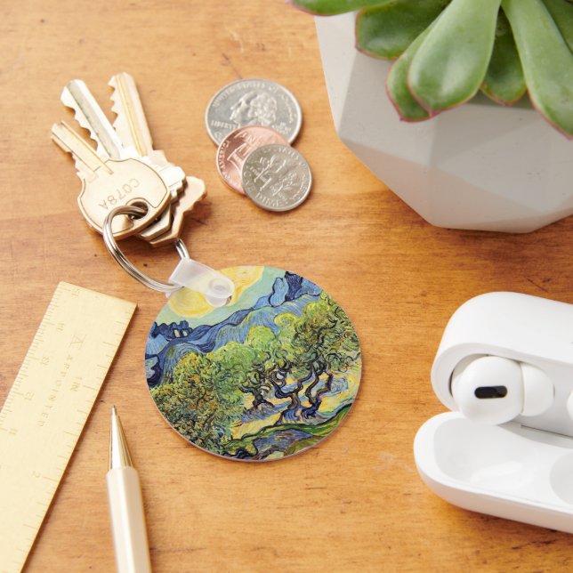 Olive Trees with Alpilles by Vincent van Gogh Key Ring (Desk)