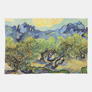 Olive Trees with Alpilles by Vincent van Gogh Tea Towel