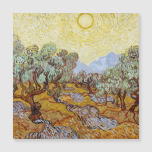 Olive Trees with yellow sky and sun 