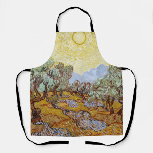 Olive Trees with yellow sky and sun Apron