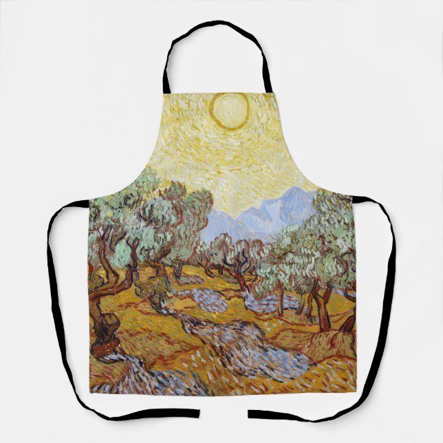 Olive Trees with yellow sky and sun   Apron (Front)
