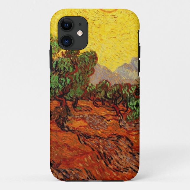 Olive Trees with Yellow Sky and Sun Case-Mate iPhone Case (Back)