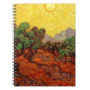 Olive Trees with Yellow Sky and Sun Notebook