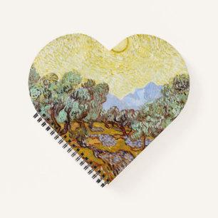 Olive Trees with yellow sky and sun    Notebook