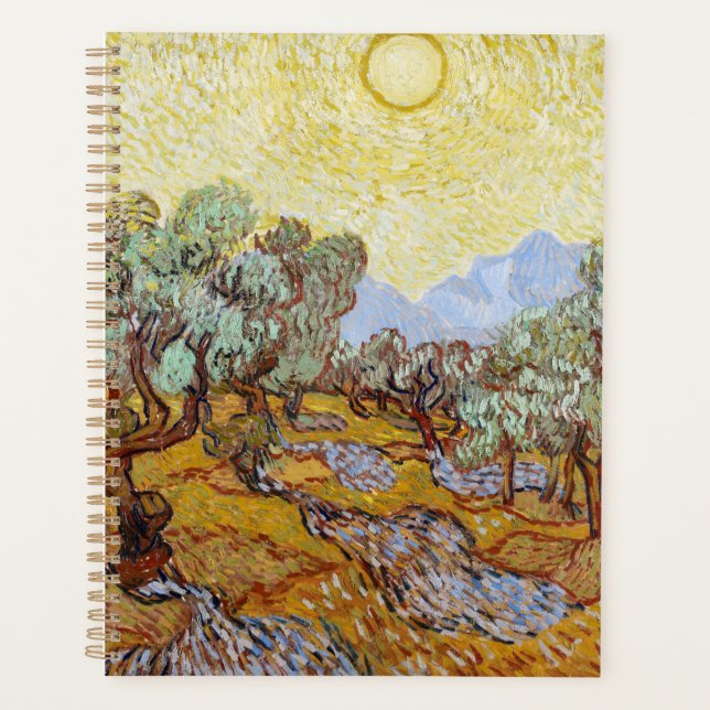 Olive Trees with yellow sky and sun  Planner (Front)