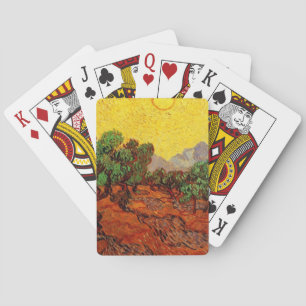 Olive Trees with Yellow Sky and Sun Playing Cards