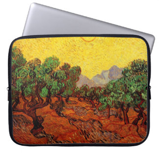 Olive Trees with Yellow Sky and Sun, van Gogh Laptop Sleeve