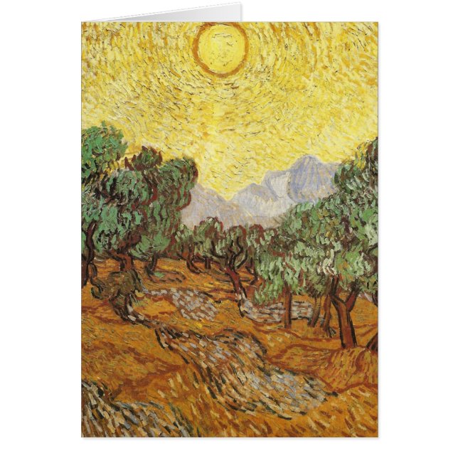 Olive Trees Yellow Sky & Sun Van Gogh Fine Art (Front)