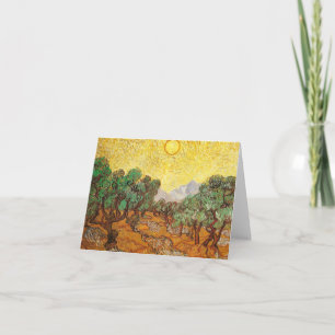 Olive Trees Yellow Sky & Sun Van Gogh Fine Art Card