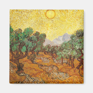 Olive Trees Yellow Sky & Sun Van Gogh Fine Art Magnet