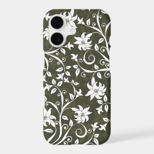 Olive Trumpetflower Floral Pattern