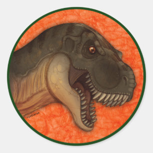 Olive Tyrannosaurus Classic Round Sticker