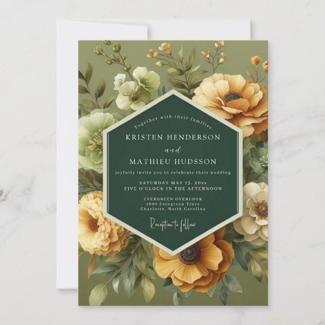 Olive Vintage Meadow Wedding Invitation (Front)