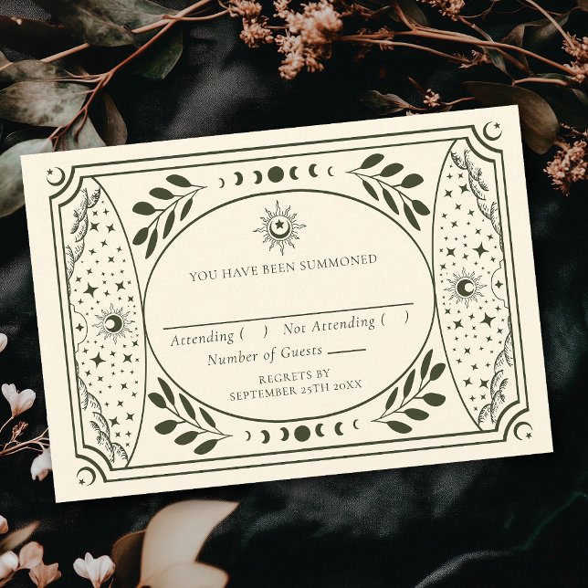 Olive Vintage Tarot Card Gothic Wedding RSVP (Creator Uploaded)