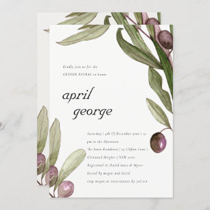 OLIVE WATERCOLOR FOLIAGE GENDER REVEAL INVITE