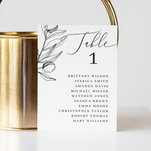 Olive Wedding Seating Chart   Minimalist Botanical Invitation