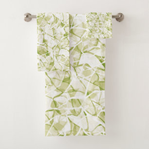 olive-white abstract fashionable modern pattern bath towel set