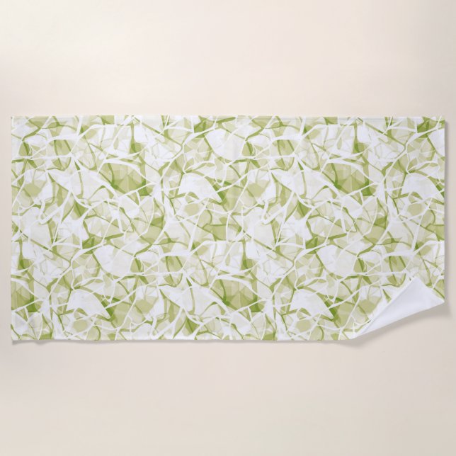olive-white abstract fashionable modern pattern    beach towel (Front)