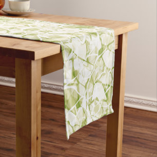 olive-white abstract fashionable modern pattern short table runner