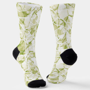 olive-white abstract fashionable modern pattern    socks
