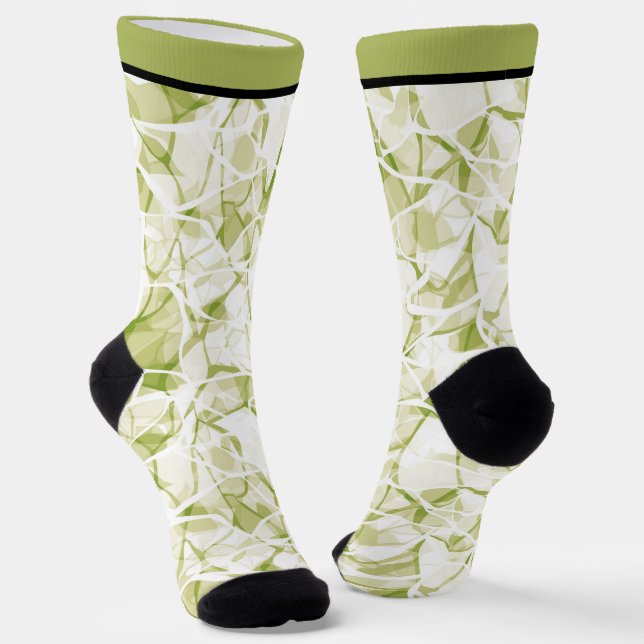 olive-white abstract fashionable modern pattern    socks (Angled)