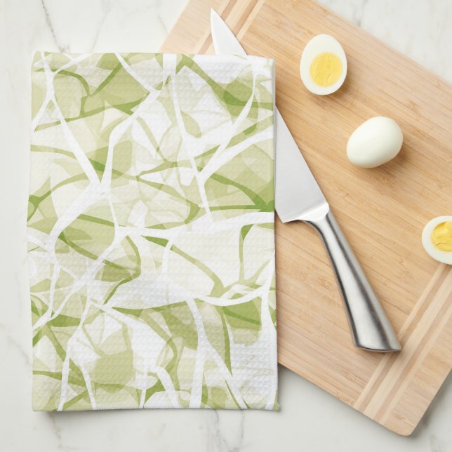 olive-white abstract fashionable modern pattern    tea towel (Quarter Fold)