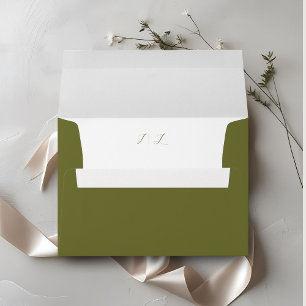 Olive & White   Chic Couple Initials Wedding  Envelope