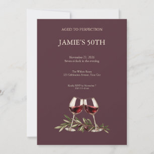 Olive Wine Toast Birthday Party Invitation