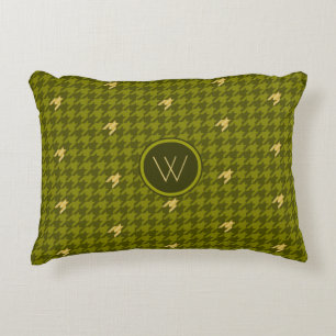 Olive with Gold Accent Houndstooth Accent Pillow