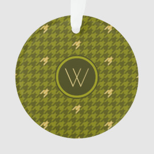 Olive with Gold Accent Houndstooth Ornament