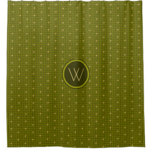Olive with Gold Accent Houndstooth Shower Curtain