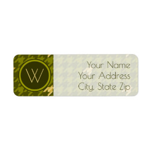 Olive with Gold Houndstooth Return Address Label